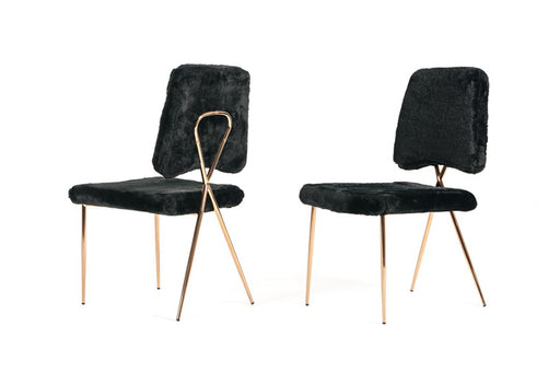 VIG Furniture - Candace - Modern Black Faux Fur Dining Chair (Set of 2) - VGVCB815-BLK - GreatFurnitureDeal