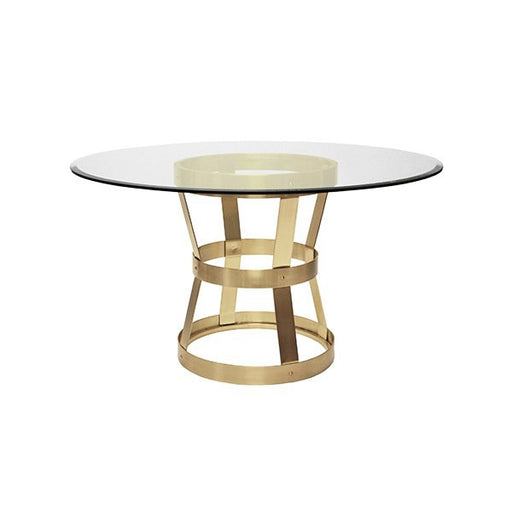Worlds Away - Dining Table Base In Antique Brass With 54" Diameter Glass Top - CANNON ABR54
