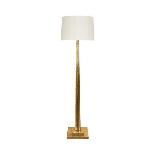 Worlds Away - Fluted Wood Floor Lamp In Gold Leaf With Cream Silk Shade - CAPONE G - GreatFurnitureDeal
