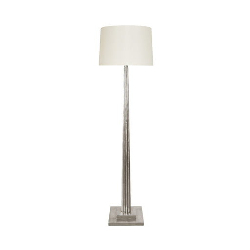 Worlds Away - Fluted Wood Floor Lamp In Silver Leaf With Cream Silk Shade - CAPONE S - GreatFurnitureDeal