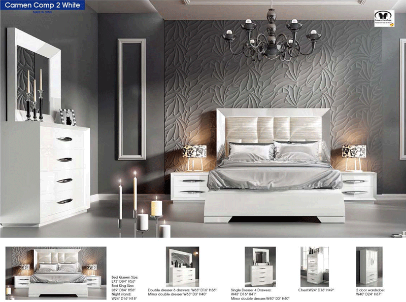 ESF Furniture - Carmen 6 Drawer Chest in White - CARMENCHESTWHITE