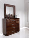 ESF Furniture - Carmen Single Dresser with Mirror Set in Walnut - CARMENSDRESSERWALNUT-M - GreatFurnitureDeal