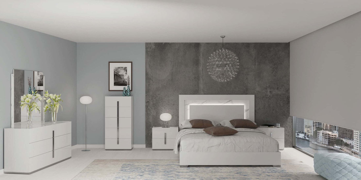 ESF Furniture - Treviso 3 Piece Queen Bedroom Set in White - TREVISOQBS-3SET