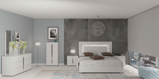 ESF Furniture - Carrara 5 Piece Eastern King Bedroom Set w-Light in White - CARRARA-EK-5SET - GreatFurnitureDeal