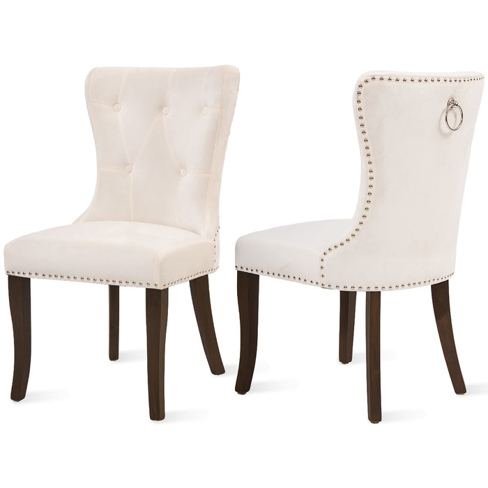 GFD Home - TOPMAX Dining Chair Tufted Armless Chair Upholstered Accent Chair, Set of 6 (Cream) - GreatFurnitureDeal