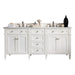 James Martin Furniture - Brittany 72" Bright White Double Vanity w- 3 CM Carrara Marble Top - 650-V72-BW-3CAR - GreatFurnitureDeal