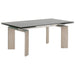GFD Home - Tempered Glass Top Extendable Dining Table with Double Pedestal Base, Gray - GreatFurnitureDeal