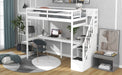 GFD Home - Twin Size Loft Bed with Storage Staircase and Built-in Desk, White (Old SKU:GX000903AAK) - GreatFurnitureDeal