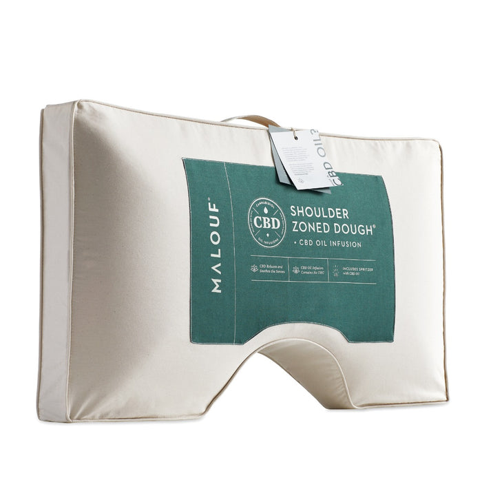 Malouf - Shoulder Zoned Dough CBD Pillow, Queen , Mid Loft - ZZQQSCMPASZS