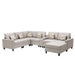 GFD Home - Nolan Beige Linen Fabric 7Pc Reversible Chaise Sectional Sofa with a USB, Charging Ports, Cupholders, Storage Console Table and Pillows and Interchangeable Legs - GreatFurnitureDeal