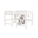 GFD Home - Twin & Twin Size Loft Bed with 2 Built-in Desks and Shelves, Storage Staircase, White - GreatFurnitureDeal