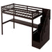 GFD Home - Twin Size Loft Bed with Staircase and Built-in Desk ,Espresso - GreatFurnitureDeal