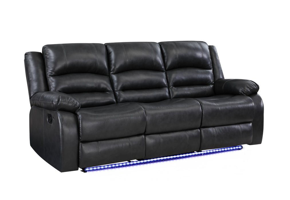 GFD Home - Martin 2 Pc Manual Reclining Sofa set finished with Faux Leather/ Wood in Black - GreatFurnitureDeal