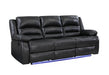 GFD Home - Martin 3 Pc Manual Reclining Sofa set finished with Faux Leather/ Wood in Black - GreatFurnitureDeal