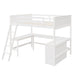 GFD Home - Full size Loft Bed with Shelves and Desk, Wooden Loft Bed with Desk - White - GreatFurnitureDeal