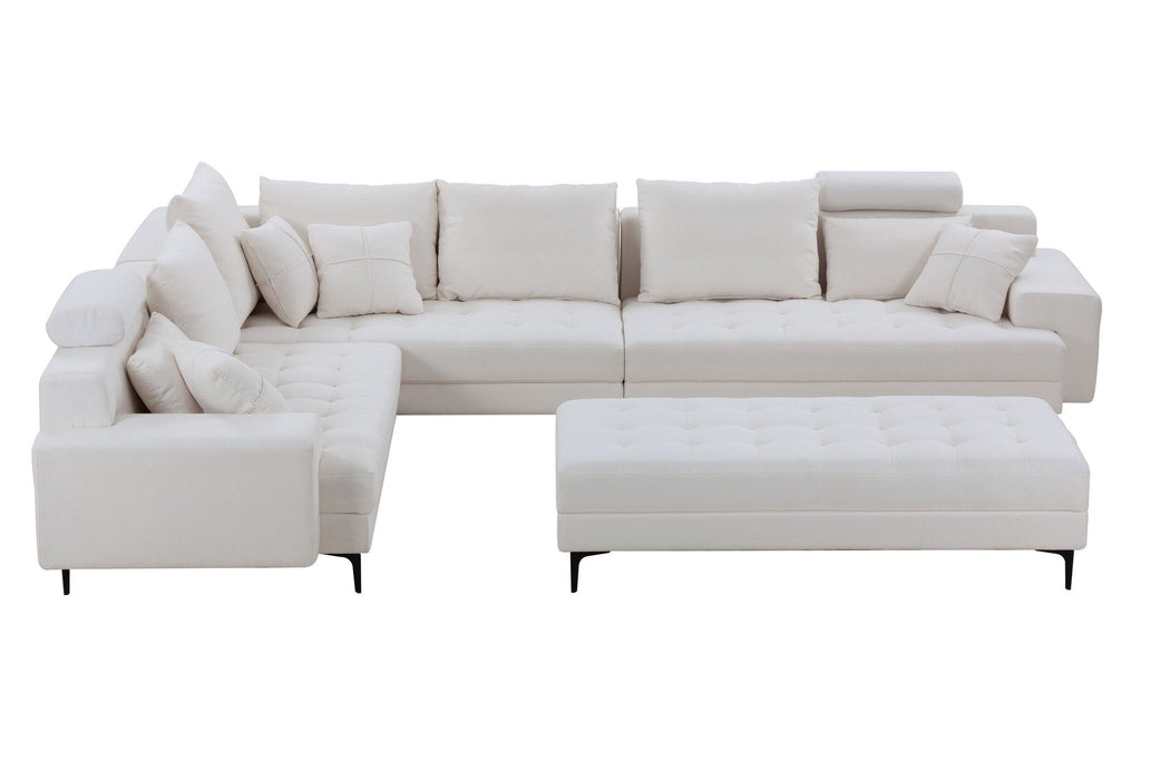GFD Home - Sectional Sofa Couch,144'' Wide Reversible L-Shaped Sofa Couch Set  with Ottoman for Living Room Apartment Home Hotel - GreatFurnitureDeal