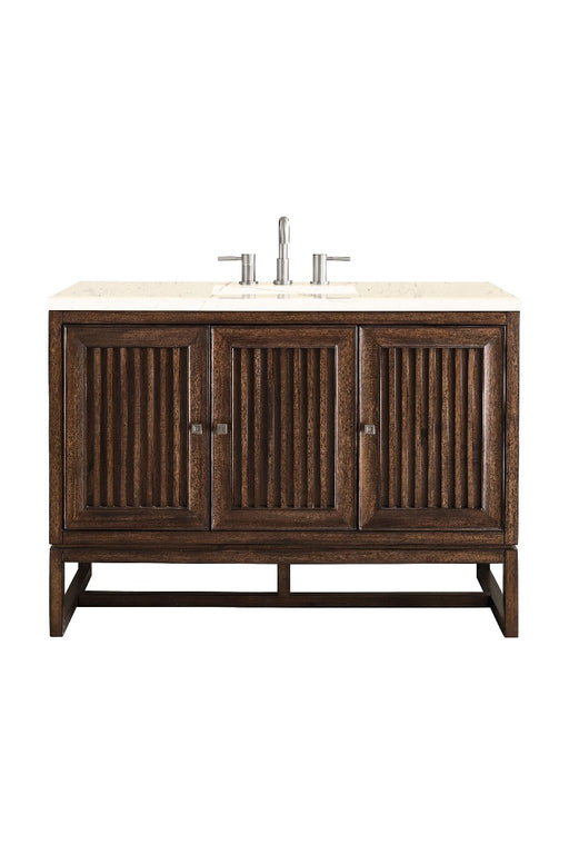 James Martin Furniture - Athens 48" Single Vanity Cabinet, Mid Century Acacia, w- 3 CM Eternal Marfil Top - E645-V48-MCA-3EMR - GreatFurnitureDeal