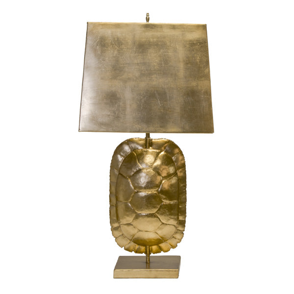 Worlds Away - Gold Leafed Tortoise Shell Lamp With Rectangular Metal Shade - CECILE G - GreatFurnitureDeal