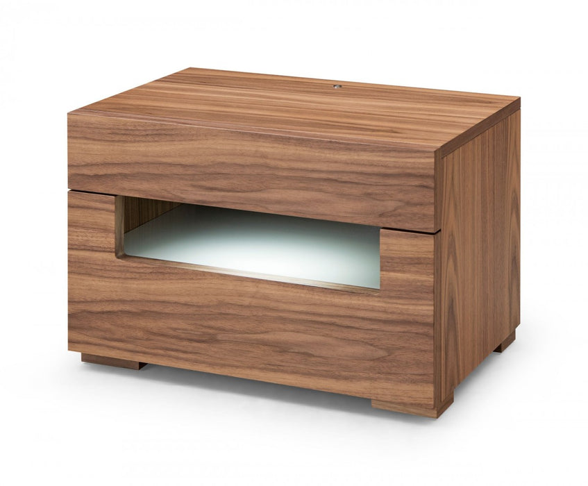 VIG Furniture - Modrest Ceres Contemporary LED Walnut Nightstand - VGWCCG05-WAL-NS