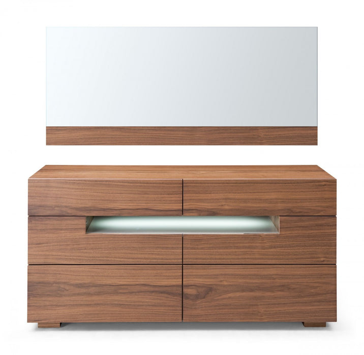 VIG Furniture - Modrest Ceres Modern Walnut Bedroom Mirror - VGWCCG05MX-WAL-MIR