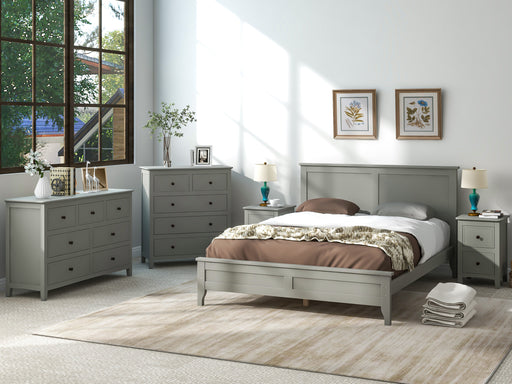 GFD Home - Gray Solid Wood 5 Pieces Full Bedroom Sets(bed+nightstand*2+chest+dresser）NEW - GreatFurnitureDeal