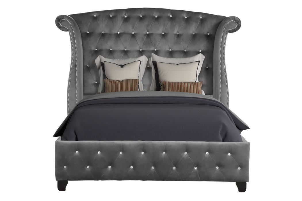GFD Home - Sophia King Bed Gray - GreatFurnitureDeal