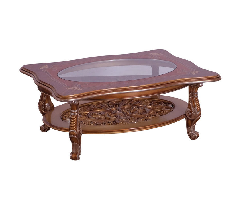 European Furniture - Saint Germain Luxury Coffee Table in Light Gold & Antique Silver - 35550-CT