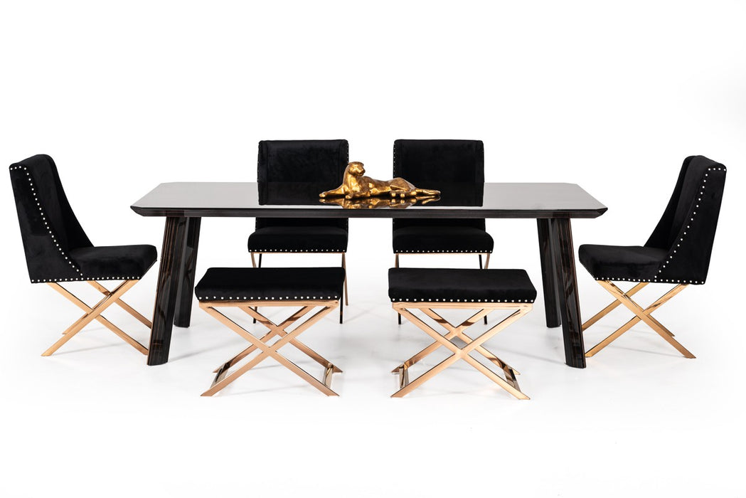 VIG Furniture - Modrest Chadwick Modern Ebony & Rosegold Dining Table - VGHB297T3-EBN - GreatFurnitureDeal