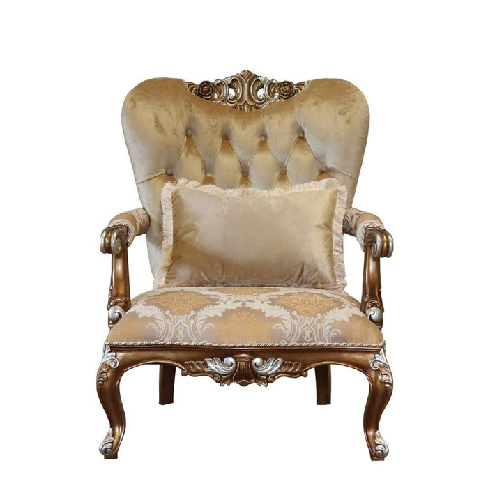 European Furniture - Emporior 4 Piece Luxury Living Room Set in Golden Brown with Antique Silver - 44753-SL2C - GreatFurnitureDeal