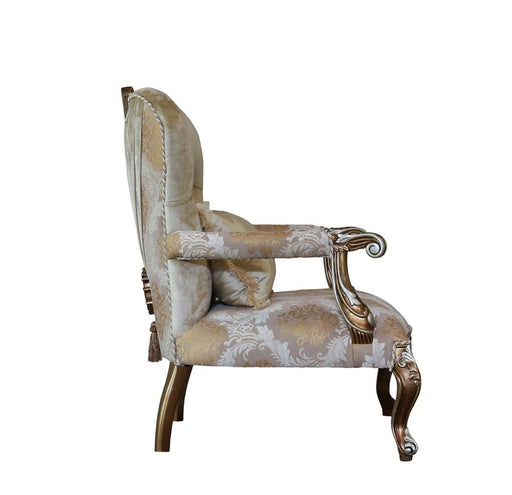 European Furniture - Emporior 2 Piece Luxury Sofa Set in Golden Brown with Antique Silver - 44753-SL - GreatFurnitureDeal