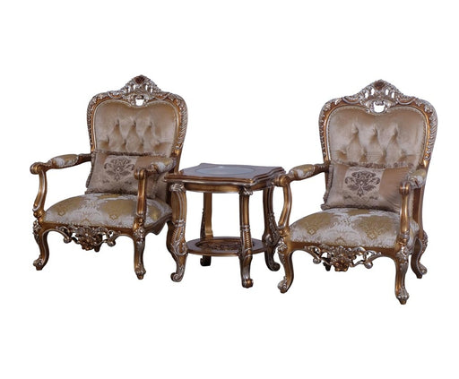 European Furniture - Saint Germain 2 Piece Luxury Sofa Set in Light Gold & Antique Silver - 35550-SC - GreatFurnitureDeal
