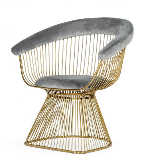 VIG Furniture - Modrest Chandler - Modern Grey Velvet & Gold Dining Chair - VGZAY007-GRY - GreatFurnitureDeal