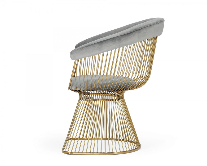 VIG Furniture - Modrest Chandler - Modern Grey Velvet & Gold Dining Chair - VGZAY007-GRY - GreatFurnitureDeal