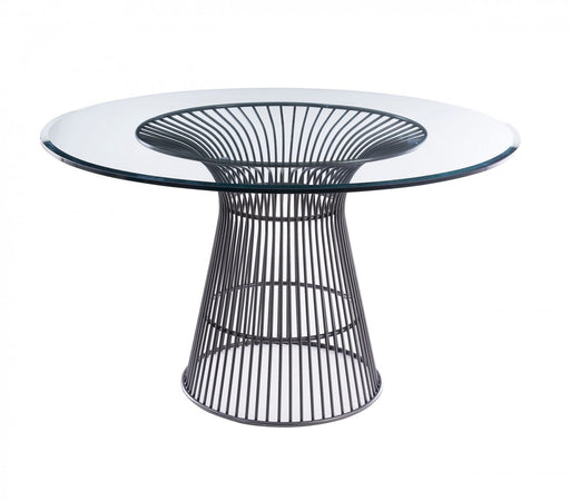 VIG Furniture - Modrest Chandler Modern Round Glass & Black Stainless Steel Dining Table - VGZAT007-1-BLK-DT - GreatFurnitureDeal