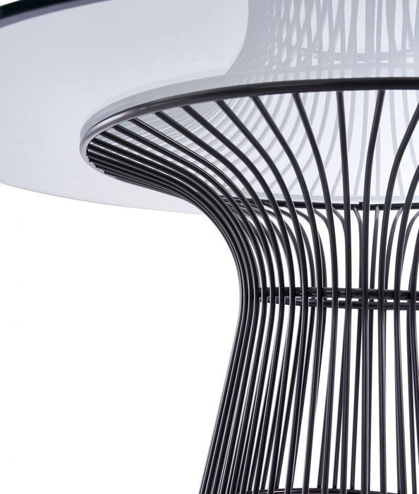 VIG Furniture - Modrest Chandler Modern Round Glass & Black Stainless Steel Dining Table - VGZAT007-1-BLK-DT - GreatFurnitureDeal