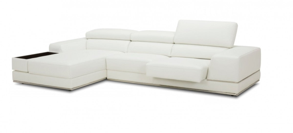 VIG Furniture - Divani Casa Chrysanthemum Mini - Modern White Leather Sectional Sofa - VGKK1576-MINI-WHT-LAF - GreatFurnitureDeal