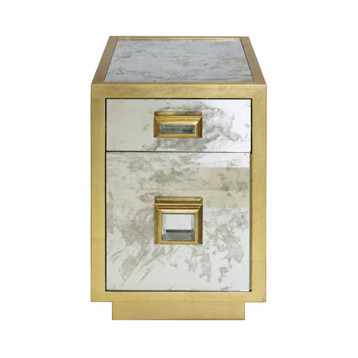Worlds Away - One Drawer Side Table With Antique Mirror Side In Gold Leaf - CISCO G - GreatFurnitureDeal