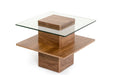 Vig Furniture - Modrest Clarion Modern Walnut and Glass End Table - VGBBLE638B - GreatFurnitureDeal