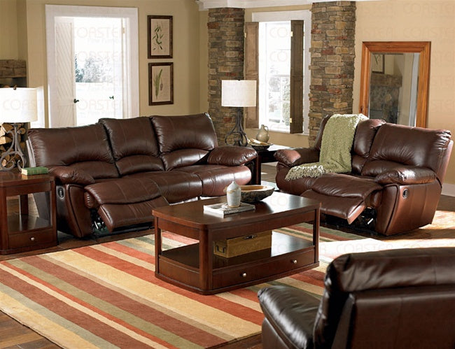 Coaster Furniture - Clifford Double Reclining Sofa in Brown Leather - C600281