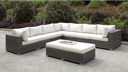 Furniture of America - Somani Ivory L-Sectional Sofa with Bench - CM-OS2128-11