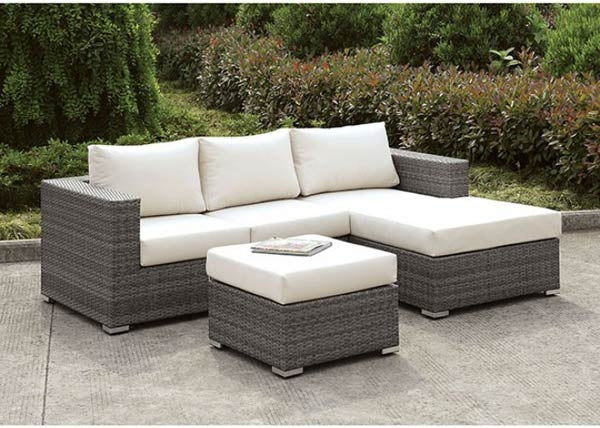 Furniture of America - Somani Ivory 3 Piece L-Sectional Sofa Set - CM-OS2128-15
