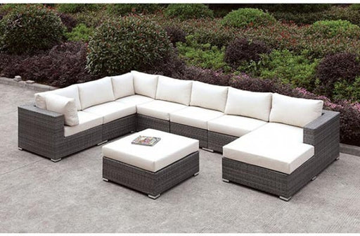 Furniture of America - Somani Ivory U-Sectional Sofa with Ottoman - CM-OS2128-4 - GreatFurnitureDeal