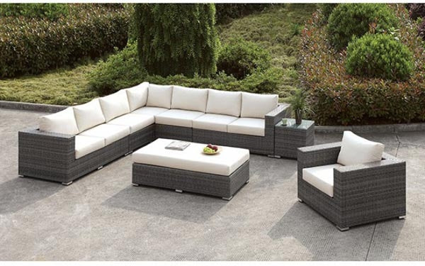 Furniture of America - Somani Ivory 3 Piece L-Sectional Sofa Set - CM-OS2128-7