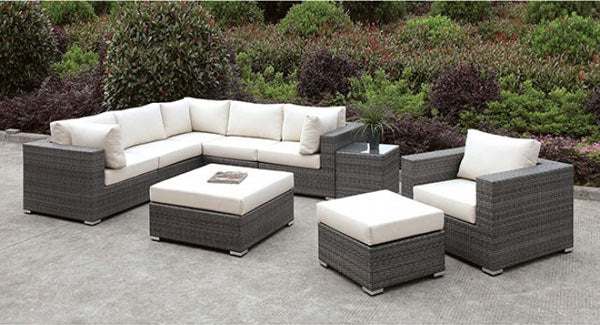 Furniture of America - Somani Ivory 4 Piece L-Sectional Sofa Set - CM-OS2128-9