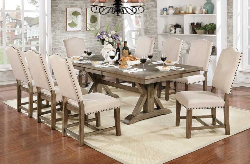 Furniture of America - JULIA 7 Piece Dining Table Set in Light Oak - CM3014T-7SET
