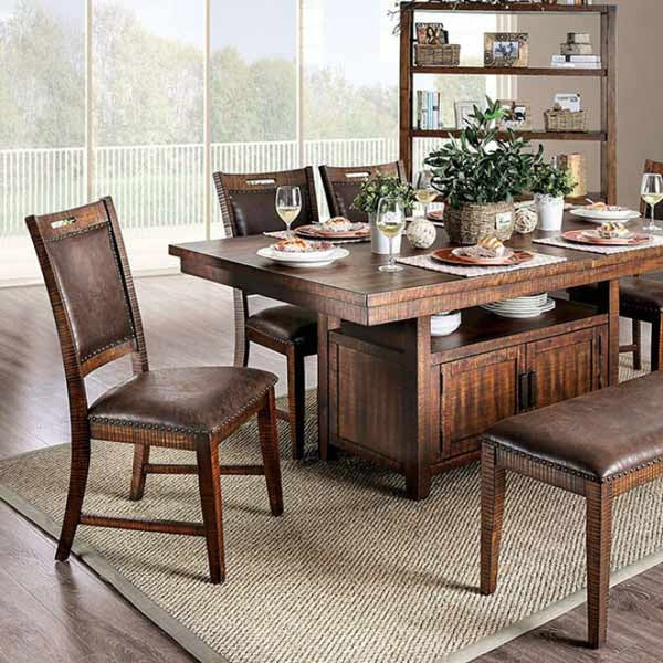 Furniture of America - Wichita 6 Piece Dining Room Set in Light Walnut - CM3061-6SET - Dining Table