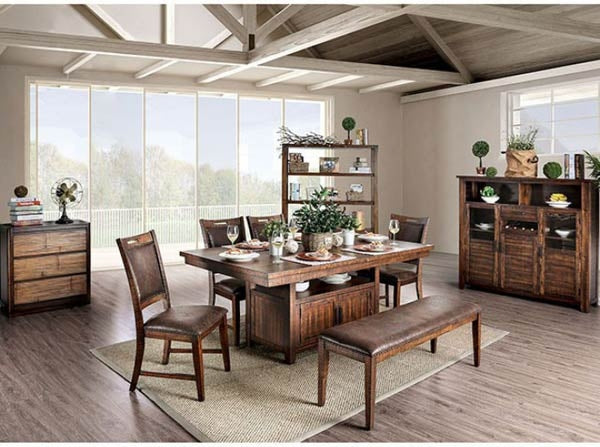 Furniture of America - Wichita 5 Piece Dining Room Set in Light Walnut - CM3061-5SET