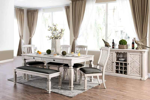 Furniture of America - Georgia 6 Piece Dining Room Set in Antique White - CM3089-DT-6SET - GreatFurnitureDeal