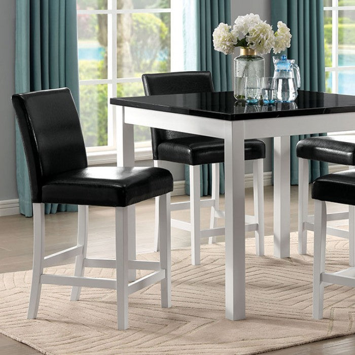 Furniture of America - Mathilda 5 Piece Counter Height Table Set In Black White - CM3143PT-5PK