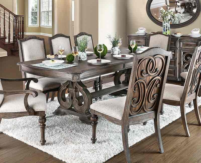 Furniture of America - Arcadia 9 Piece Double Pedestal Dining Room Set in Rustic Natural - CM3150-9SET - Dining Table